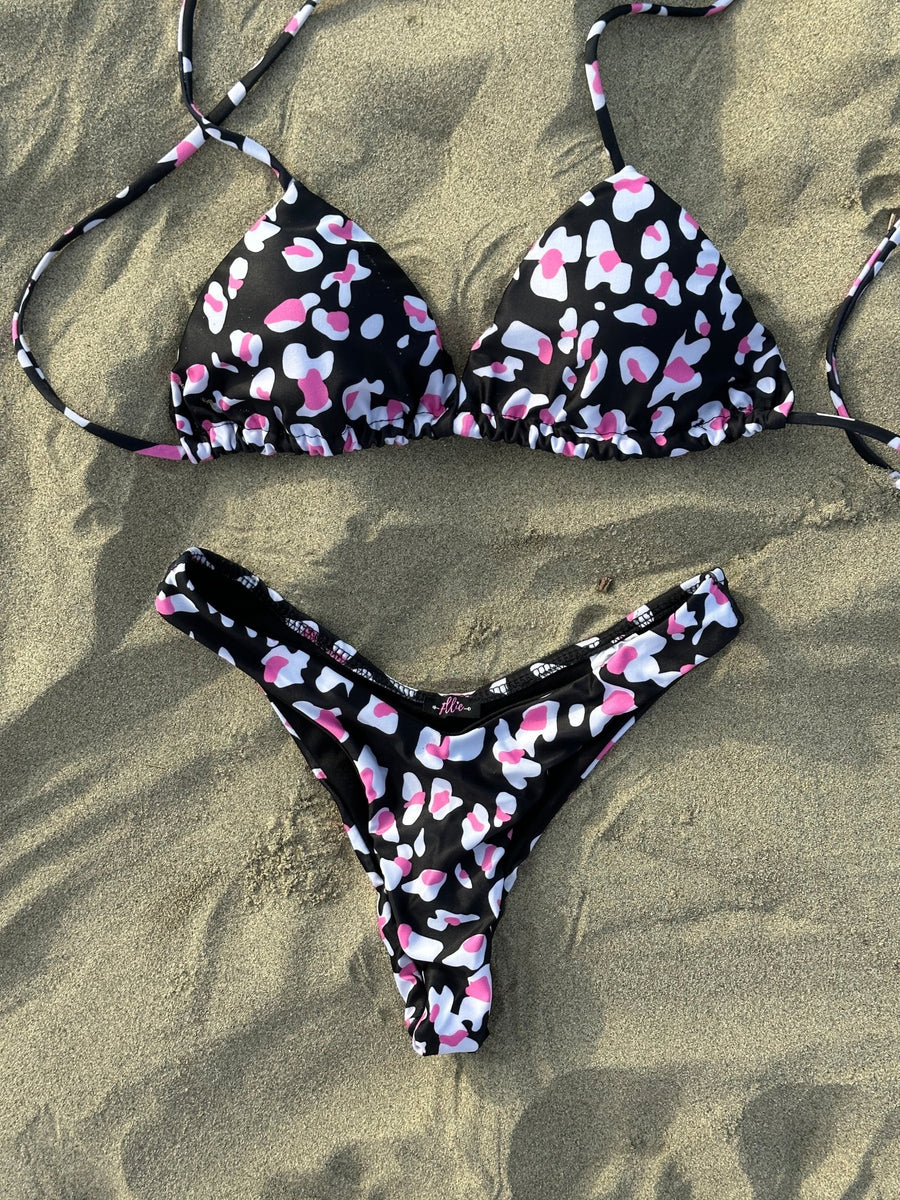 Bikini Top a triangolo nero maculato