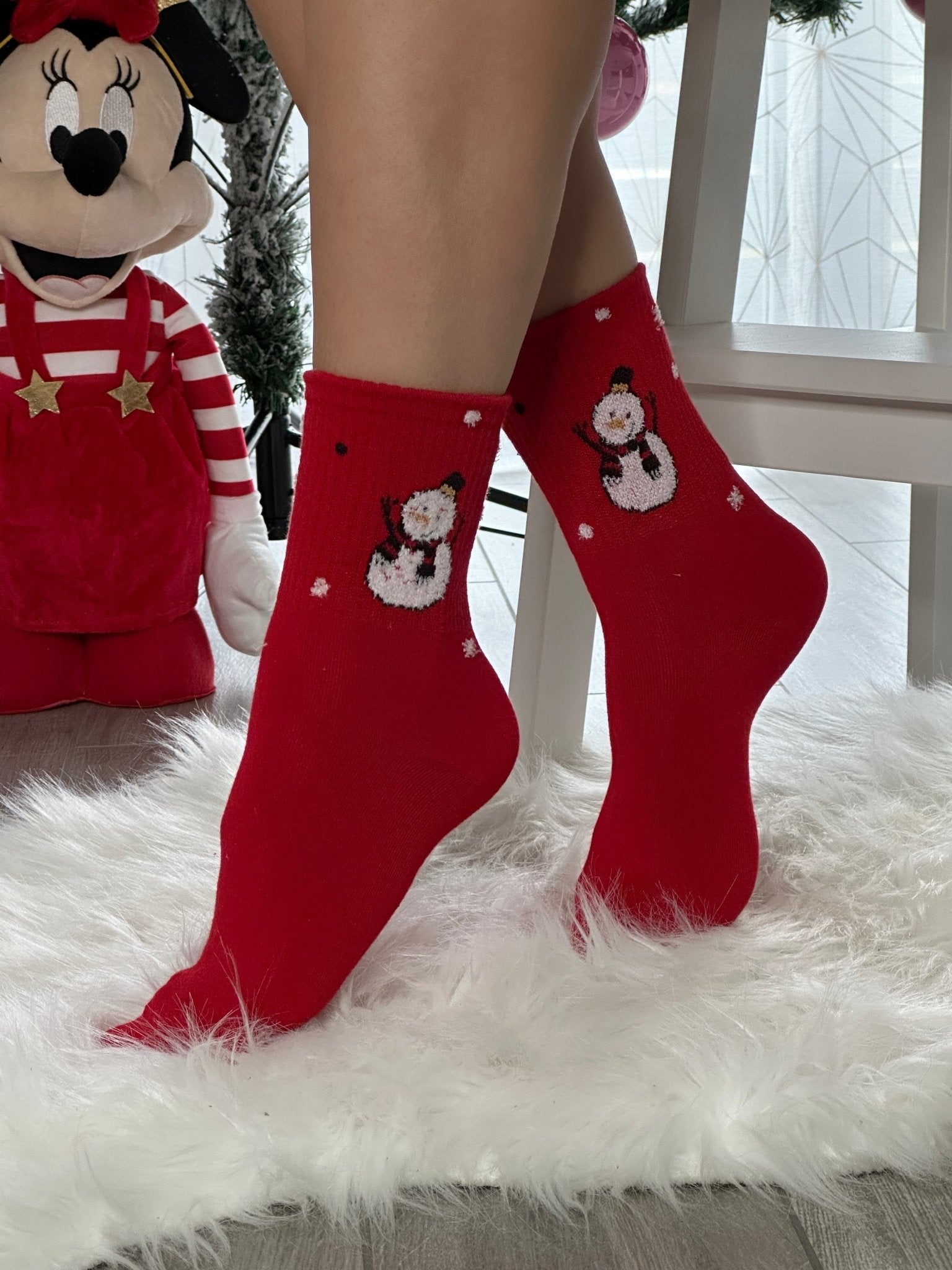 Calzini natalizi rossi con pupazzo di neve - Follie by Alice