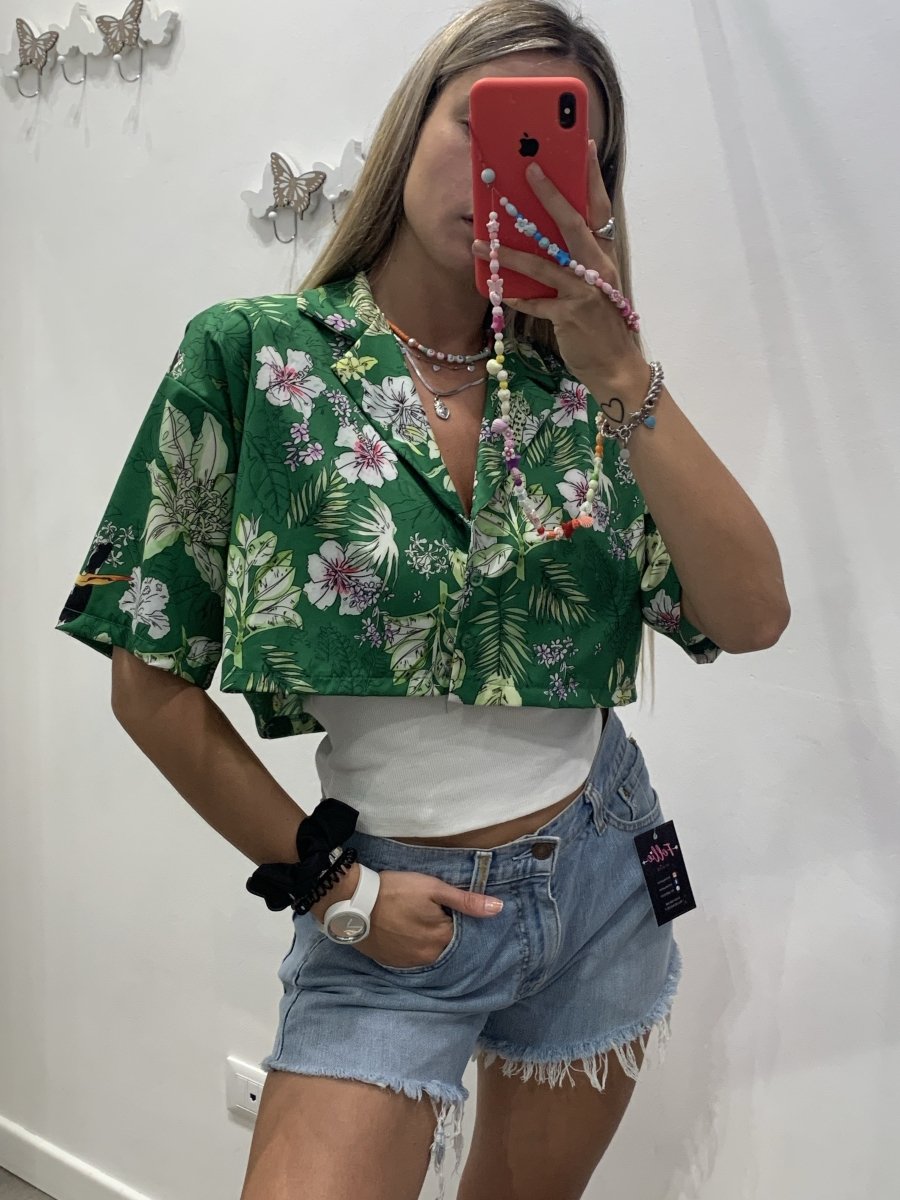 Camicetta verde con fantasia floreale - Follie by Alice