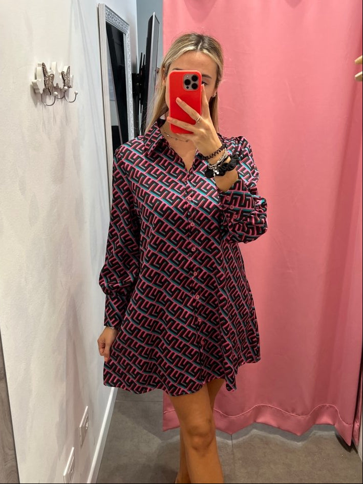 Camicia vestito viola fantasia