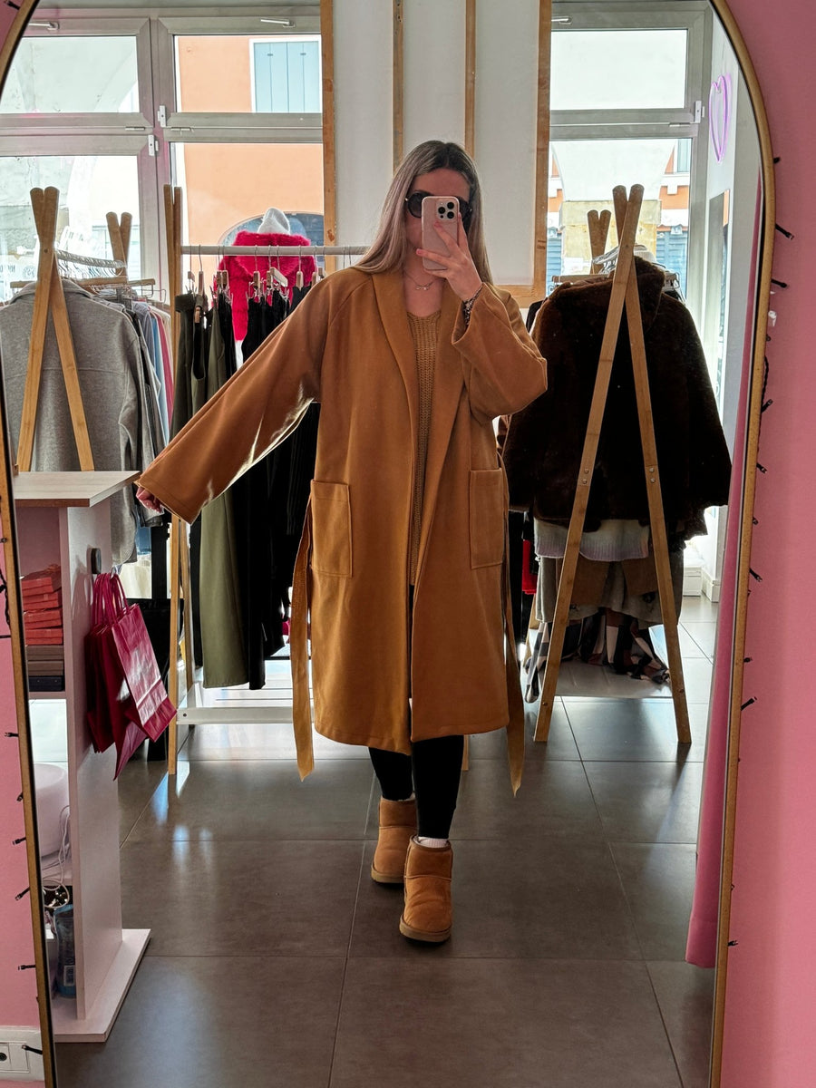Cappotto lungo color cammello