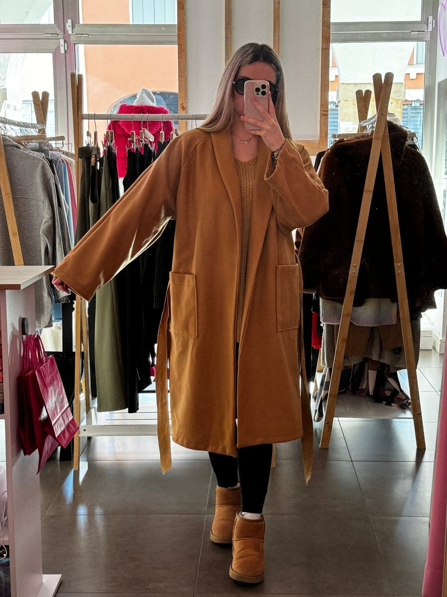 Cappotto lungo color cammello