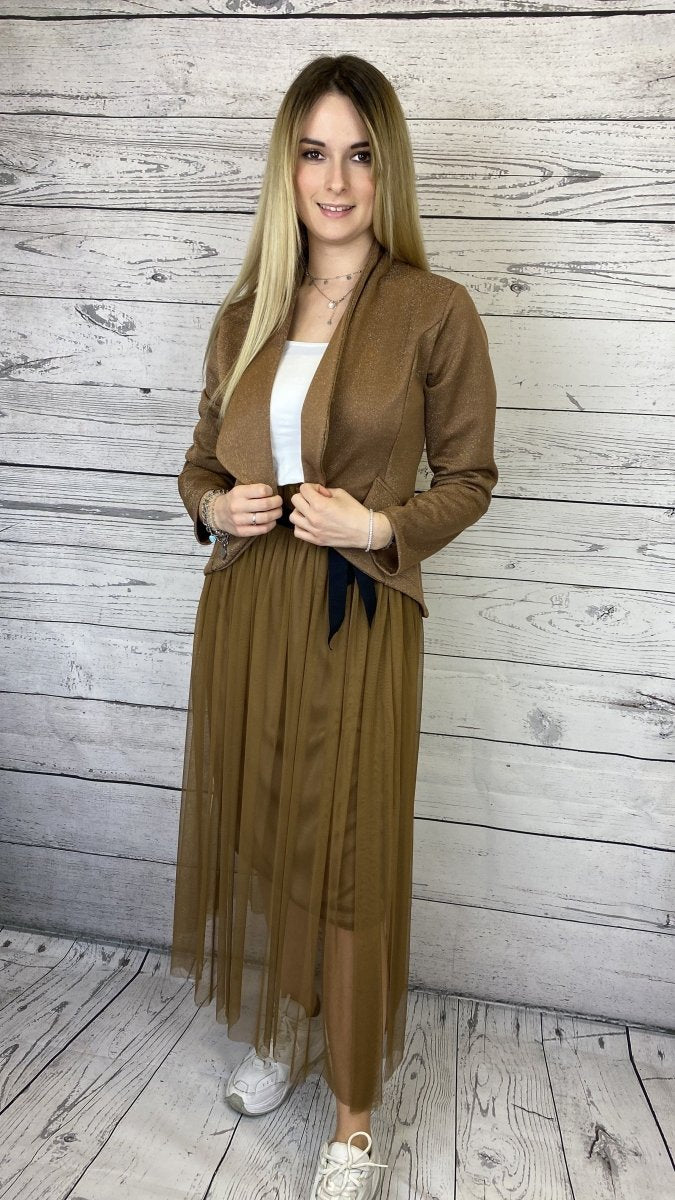 Giacca color marrone con glitter oro - Follie by Alice