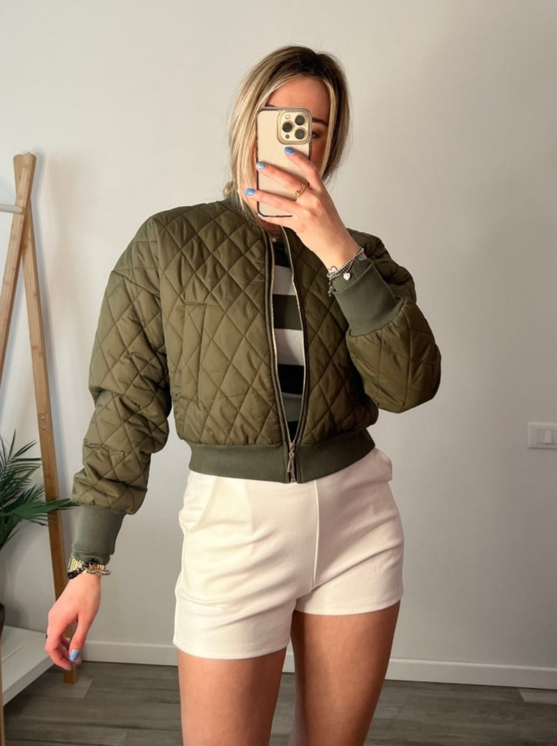 Giubbino verde trapuntato