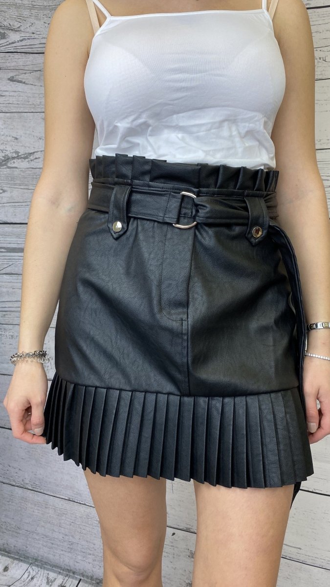 Gonna in similpelle plissettata colore nero