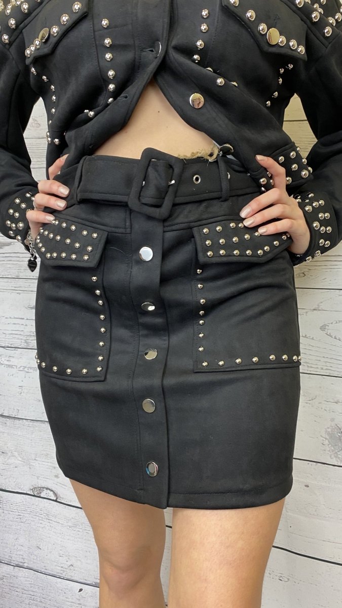 Gonna nera borchiata