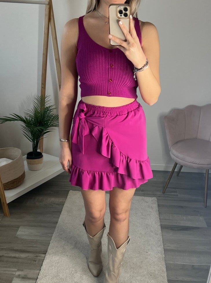 Gonna vinaccia a portafoglio con ruches