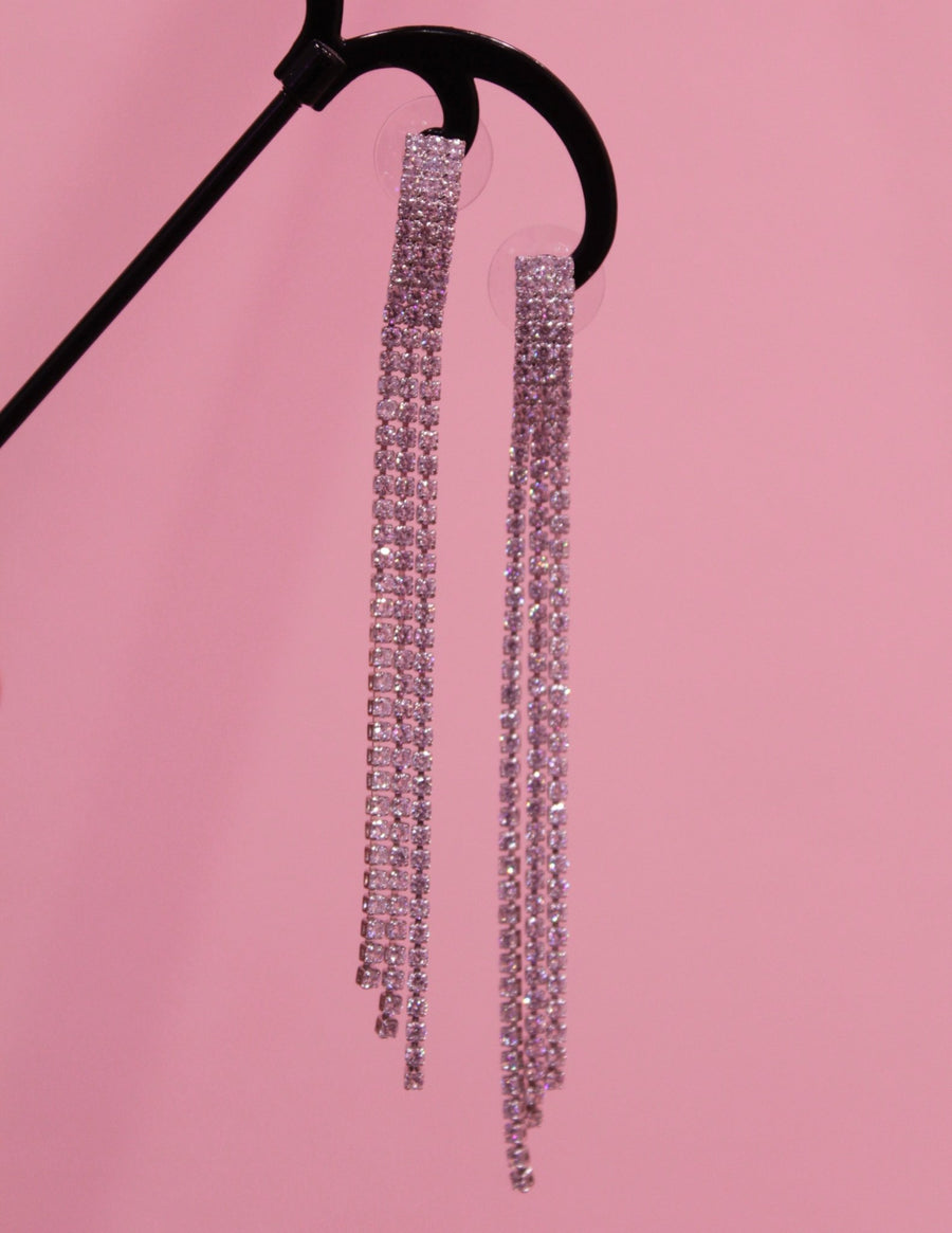 Orecchini argento con strass pendenti