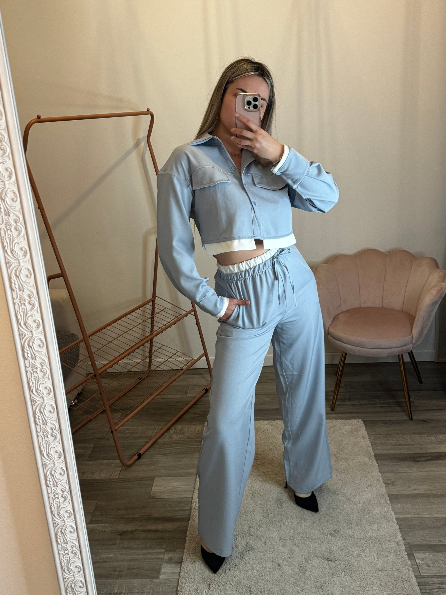 Pantaloni a palazzo con fascia a contrasto - Follie by Alice