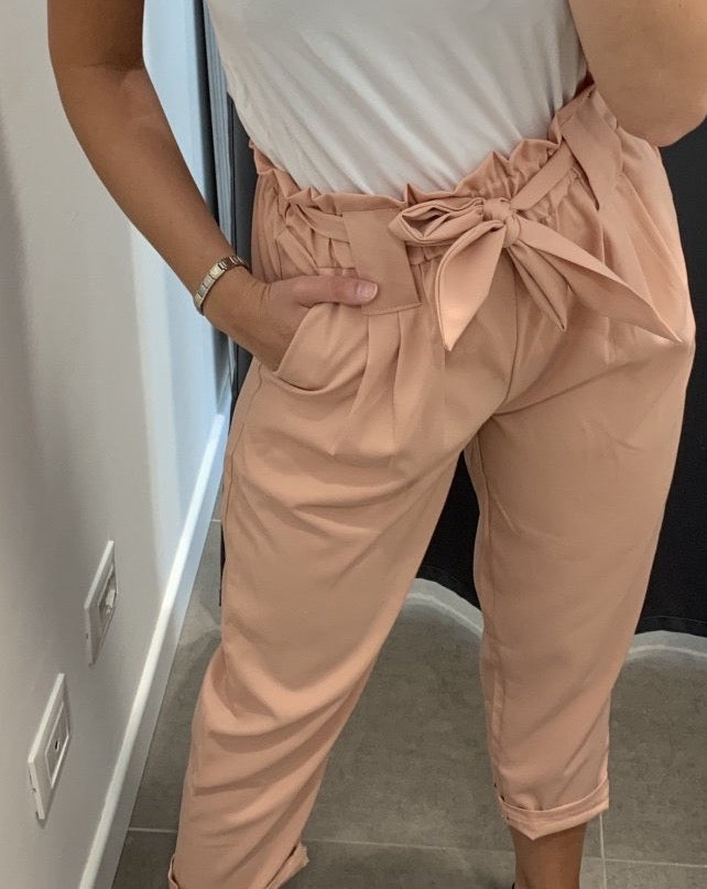 Pantaloni rosa con nodo e vita arricciata - Follie by Alice