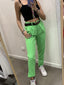 Pantaloni verde fluo con vita elasticizzata e cintura - Follie by Alice
