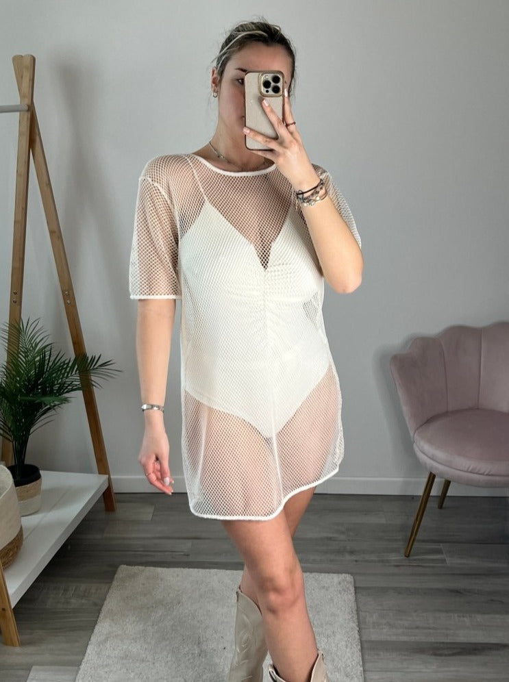 T-shirt bianca a rete - Follie by Alice