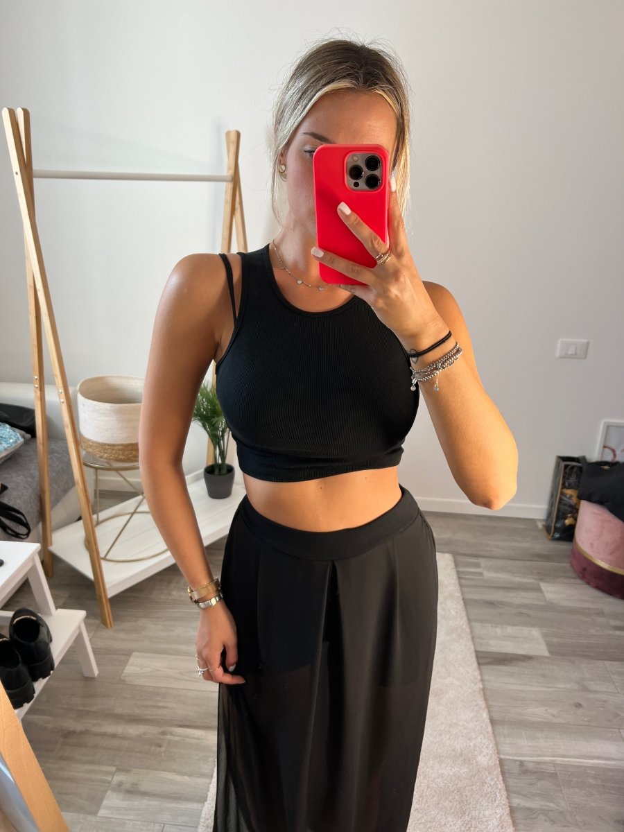 Top nero a costine - Follie by Alice