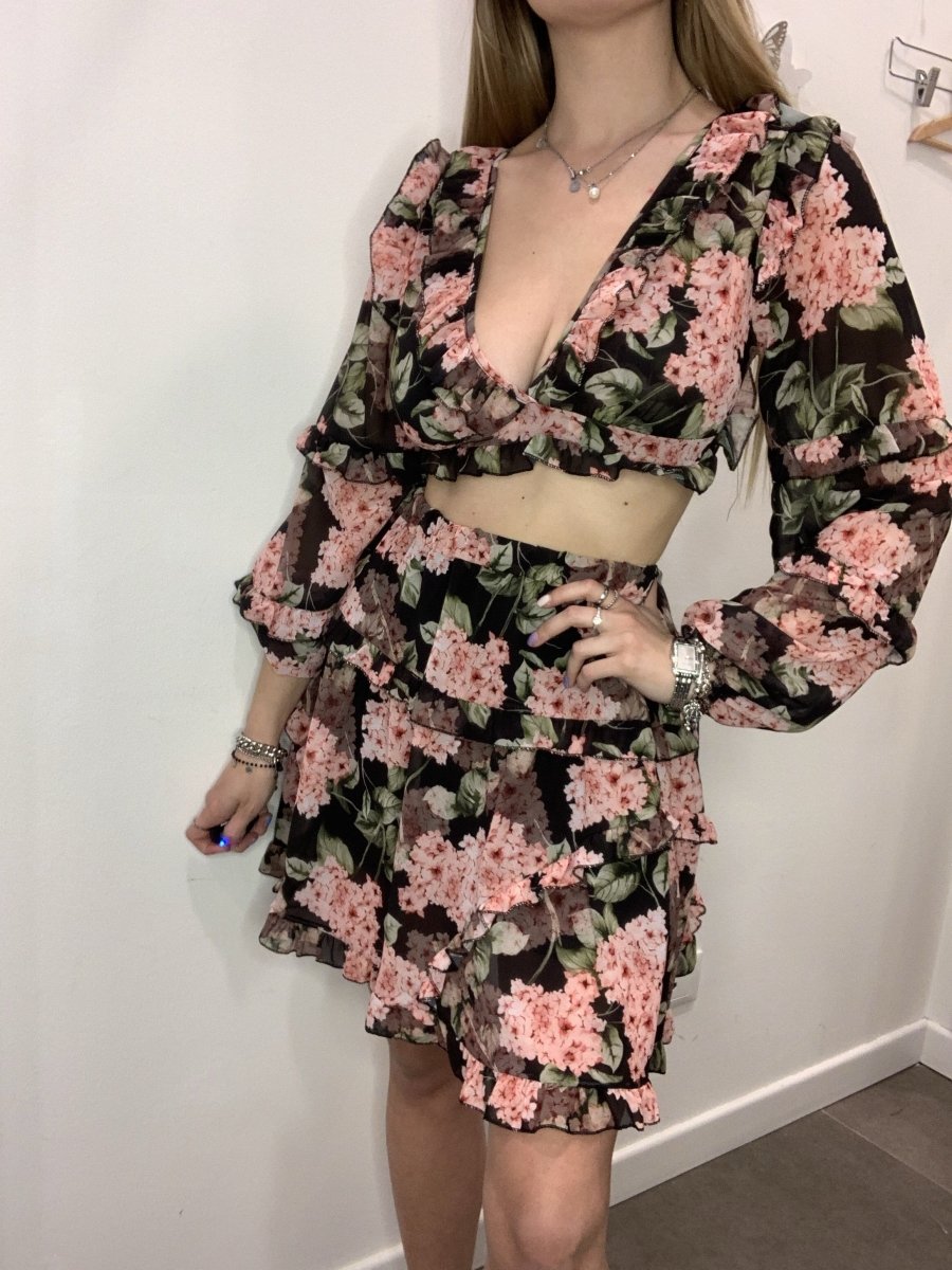 Top nero a fiori - Follie by Alice