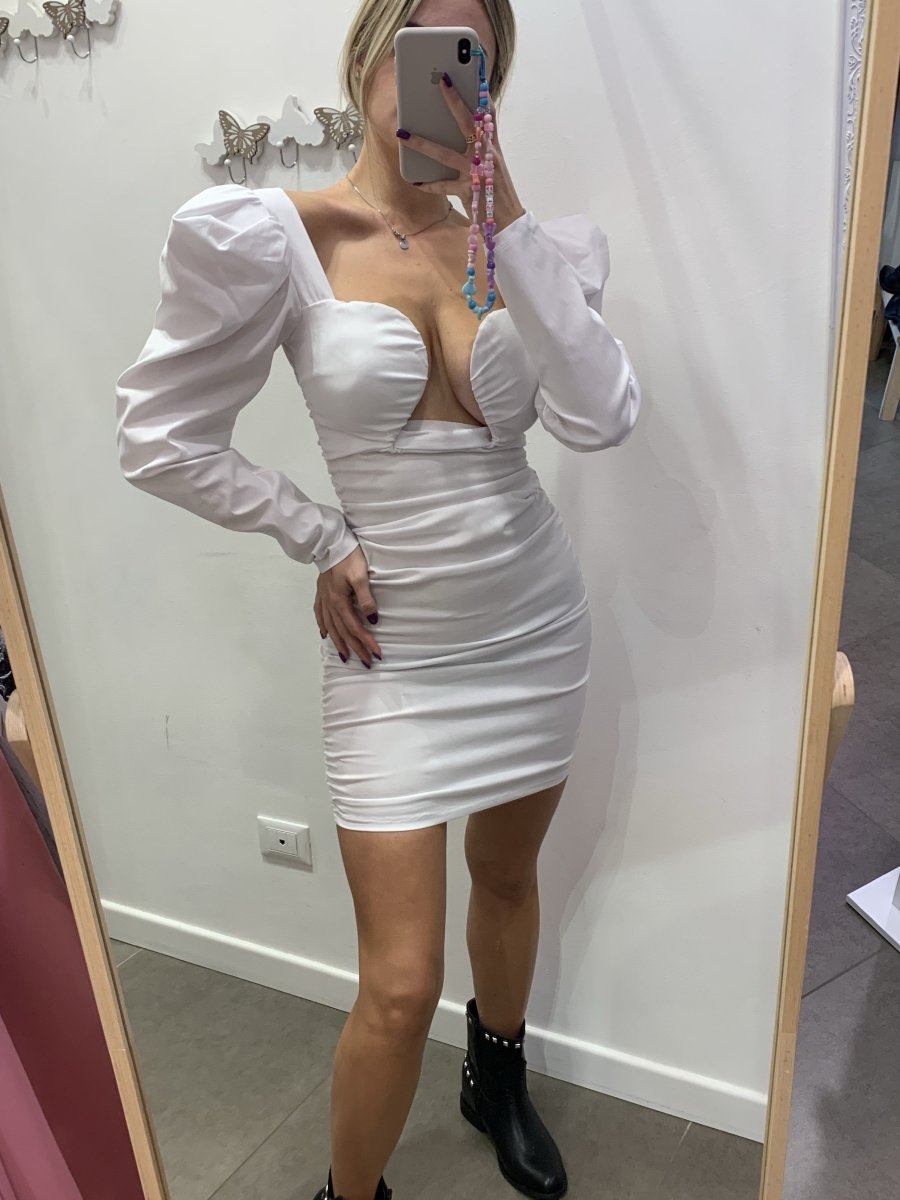 Tubino bianco con manica a sbuffo e ferretto - Follie by Alice