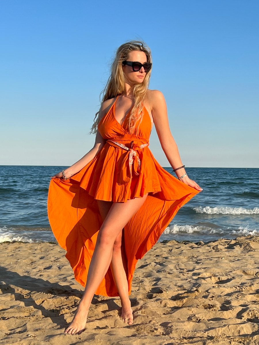 Vestito princess arancione con cintura