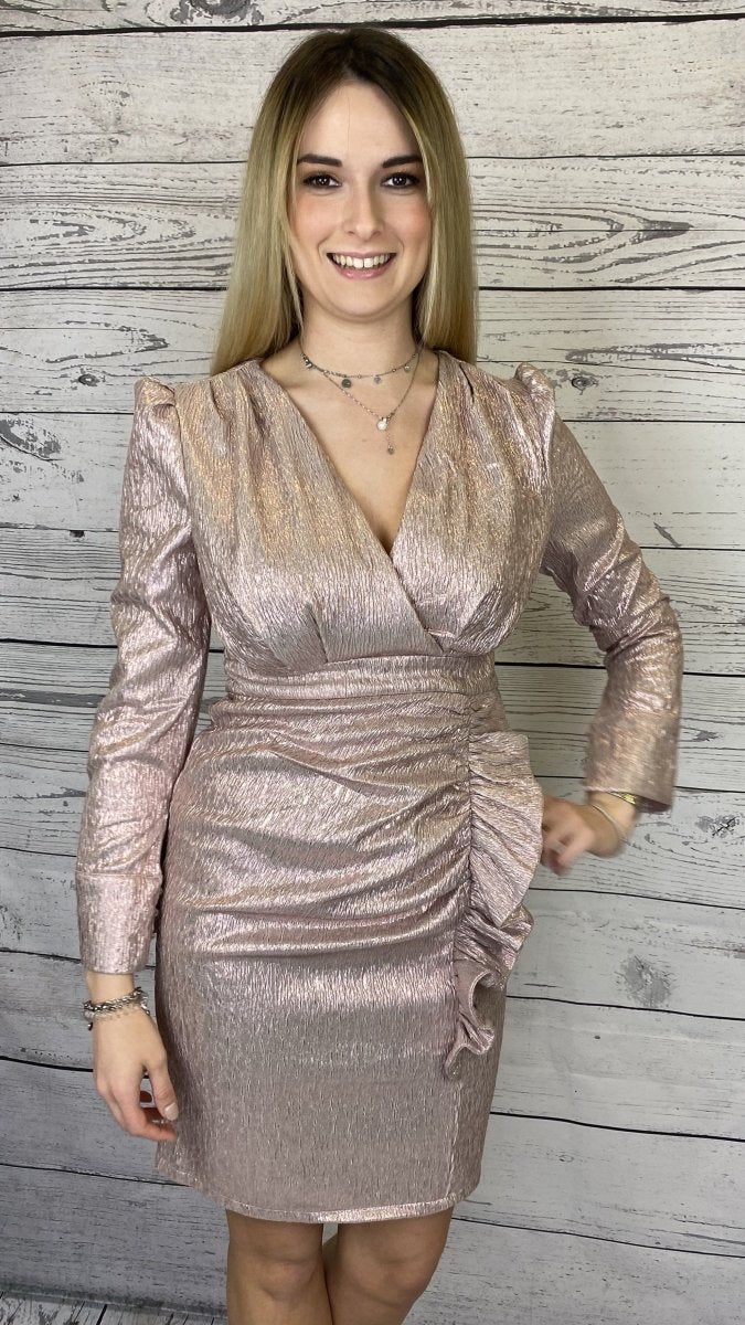 Vestito rosa antico effetto laminato