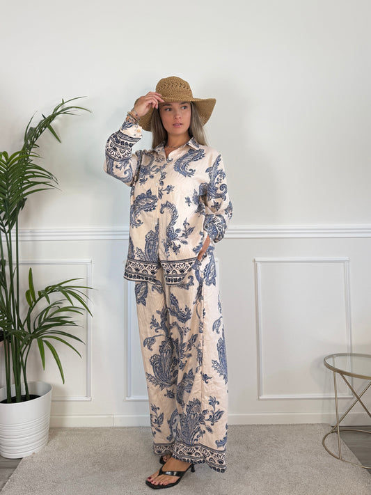 Pantaloni effetto lino con stampa paisley JAIPUR 3496