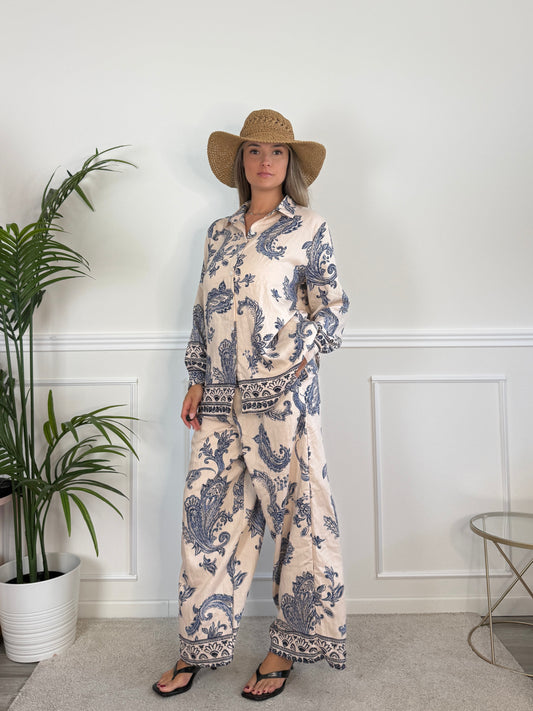 Camicia effetto lino con stampa paisley KASHMIR 3512