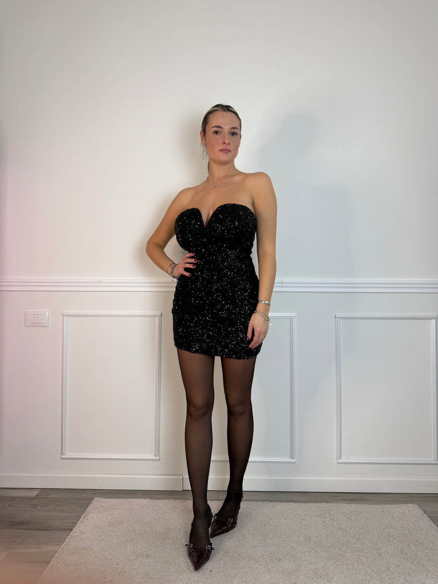 Tubino a fascia con paillettes e scollo a cuore – alternate