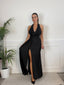 Vestito lungo in raso con top paillettes NOTTE