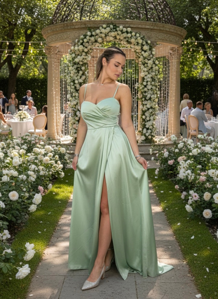 Vestito lungo con corpetto sweetheart LEONY