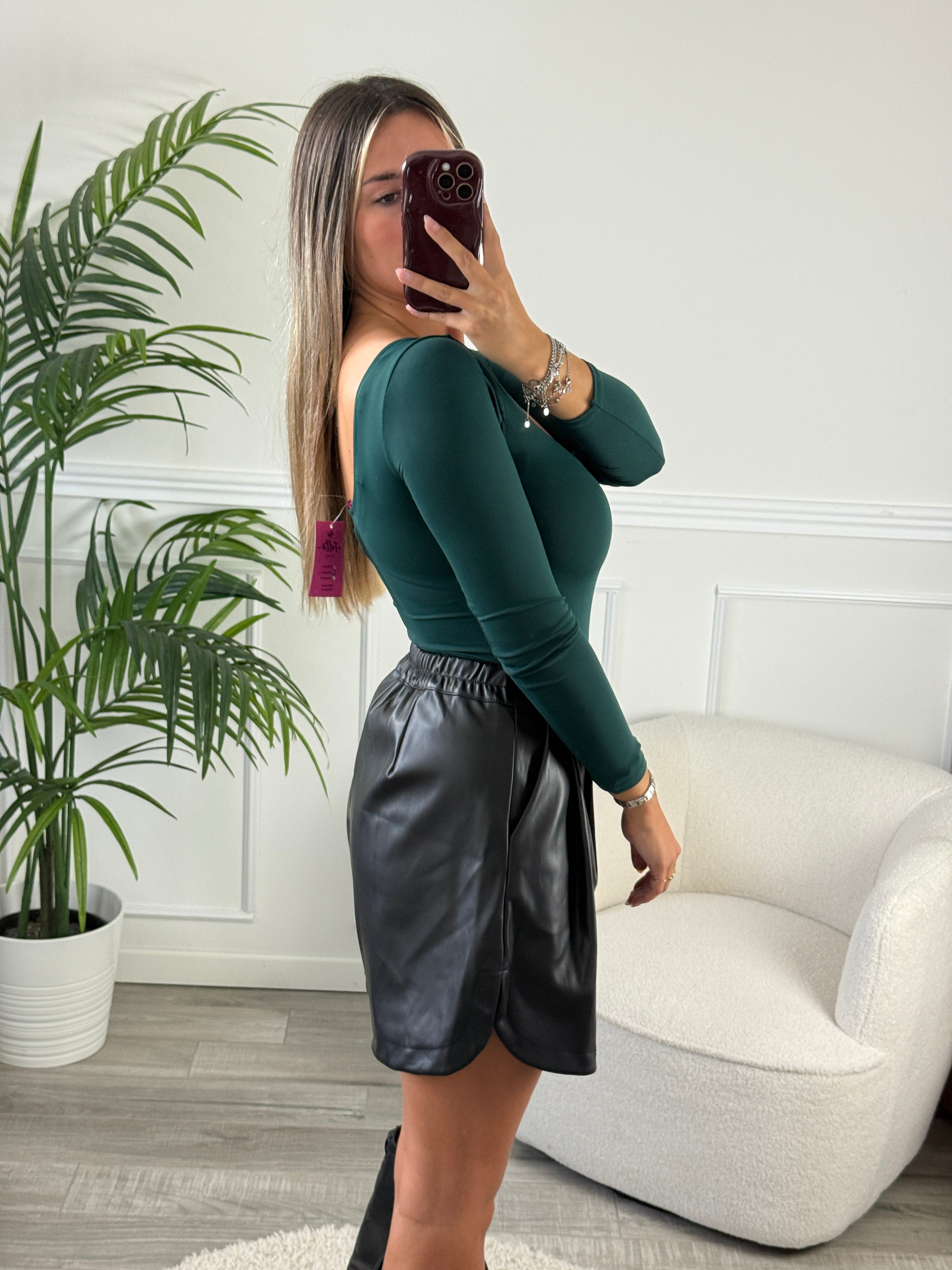 Body satin a maniche lunghe LUMIA