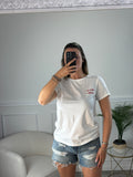 T-shirt bianca con ricamo - Lunedì + Estate
