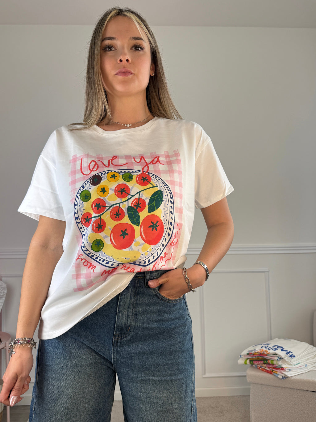 T-shirt oversize con stampa POMODORO