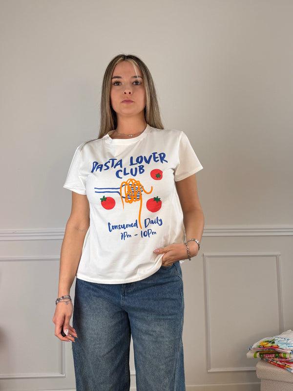 T-shirt con stampa PASTA LOVER CLUB