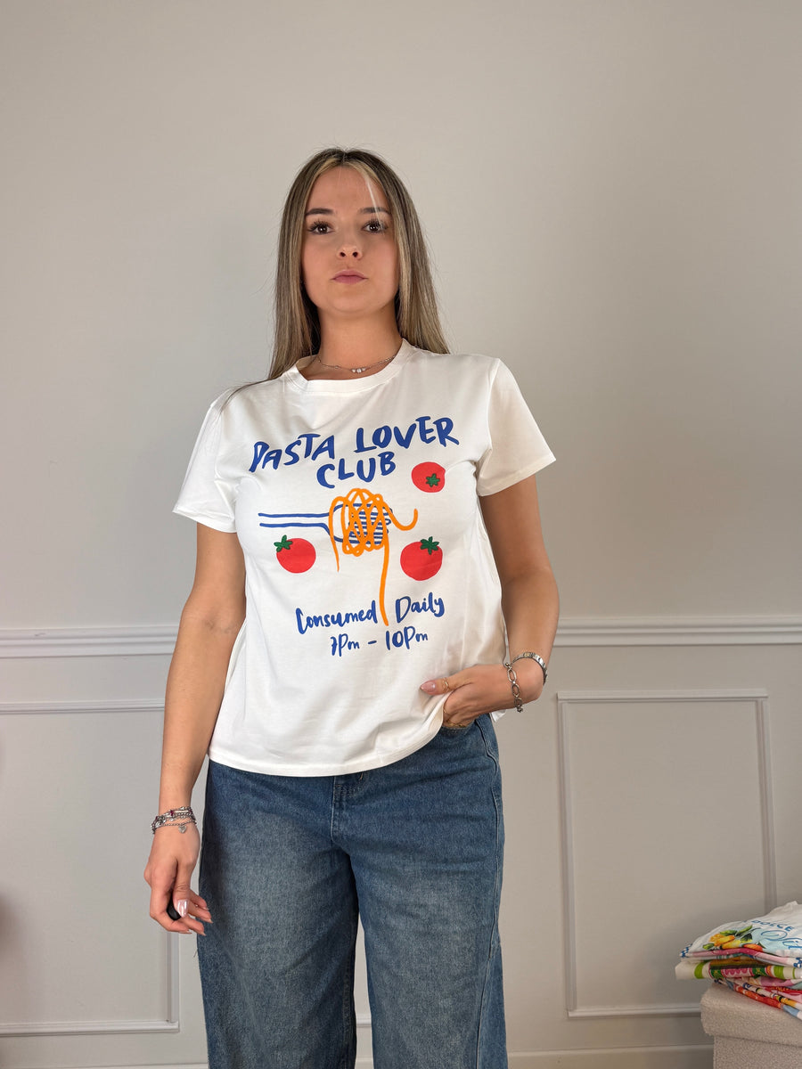T-shirt con stampa PASTA LOVER CLUB – alternate