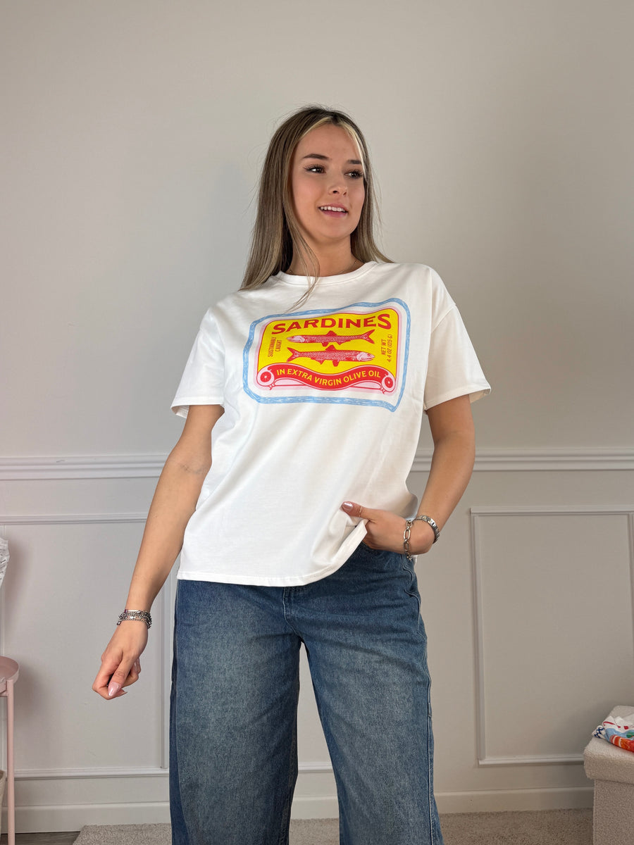 T-shirt oversize con stampa SARDINE – alternate