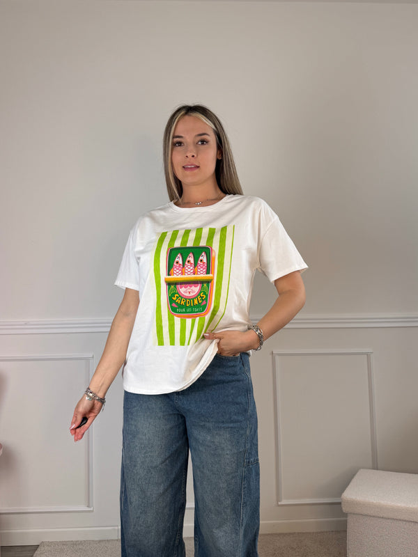 T-shirt oversize con stampa a righe SARDINE