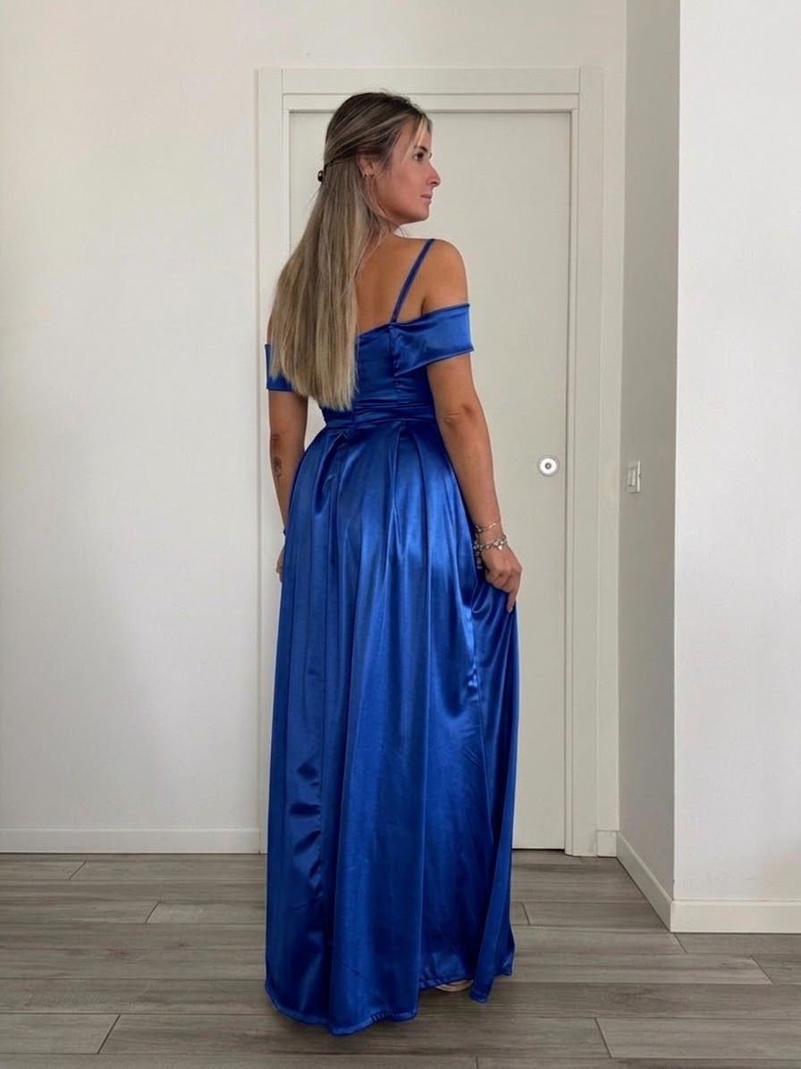 Vestito lungo in raso ELETTRA