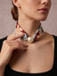 Foulard a pois con clip magnetica e stampa floreale