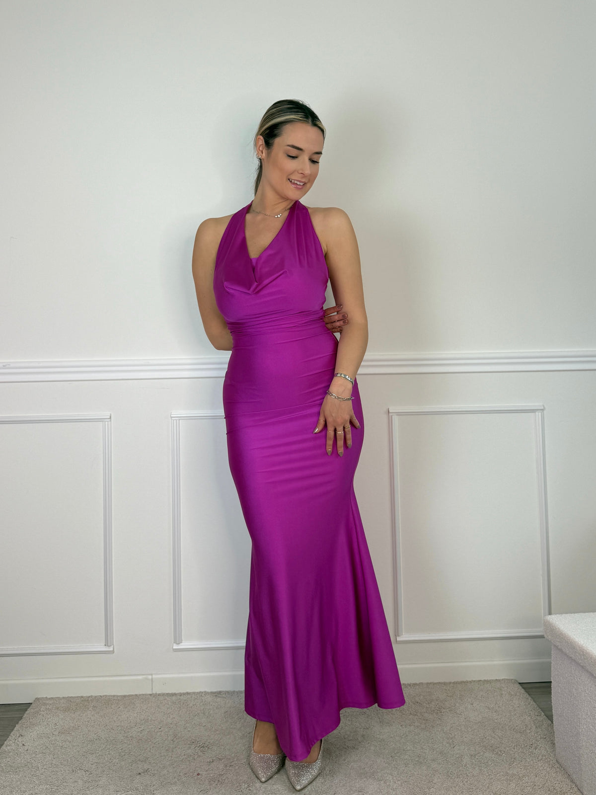 Vestito lungo con scollo drappeggiato EVELIN
