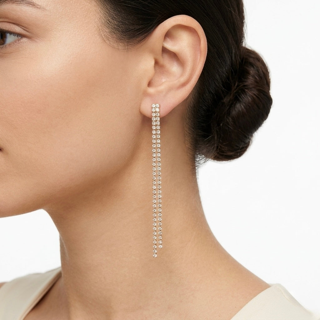 Orecchini oro pendenti di strass - Follie by Alice