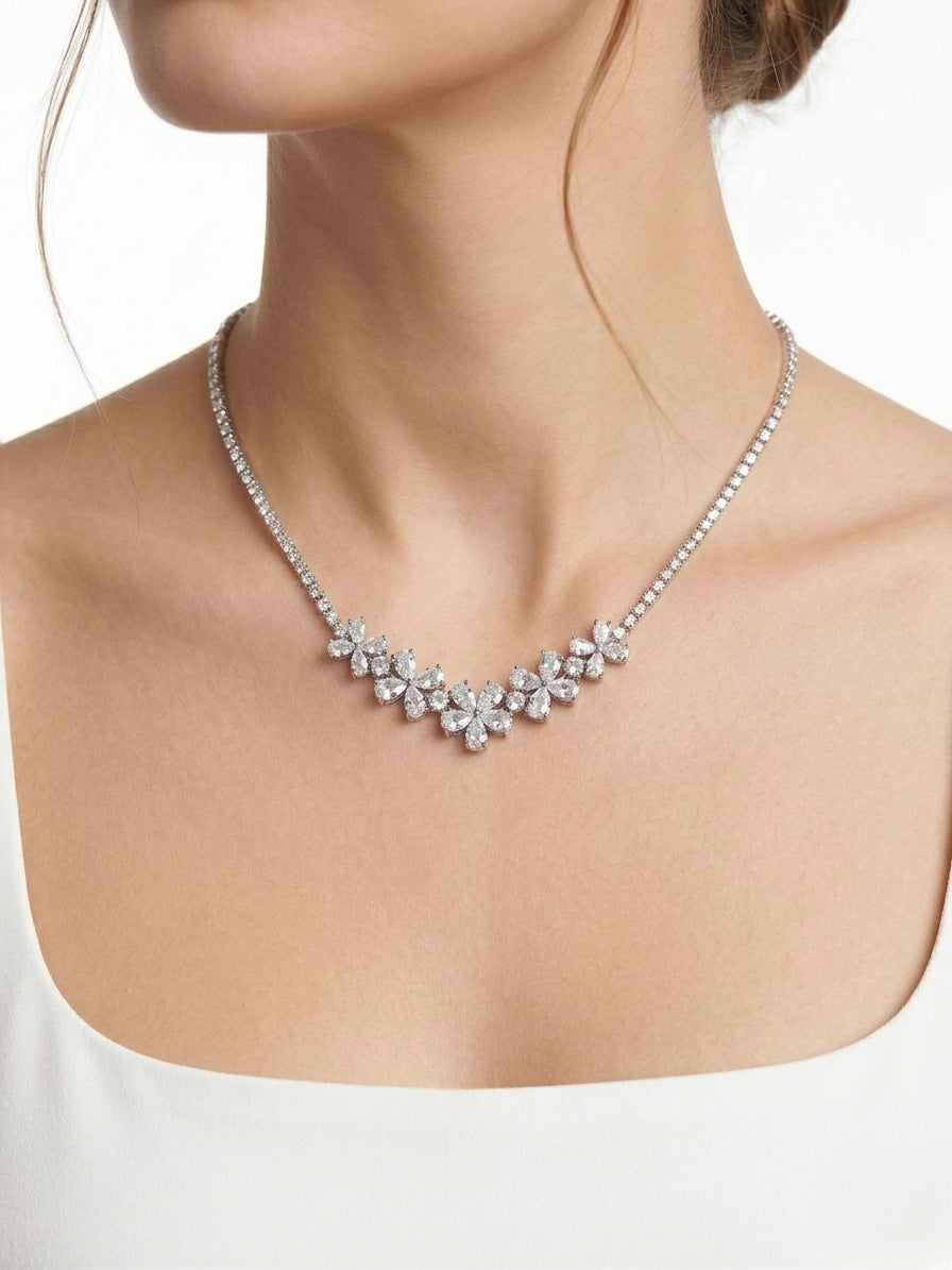 Collana argento tennis con strass a fiore - Follie by Alice