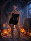 Corsetto bustier in raso con paillettes e allacciatura MEZZANOTTE