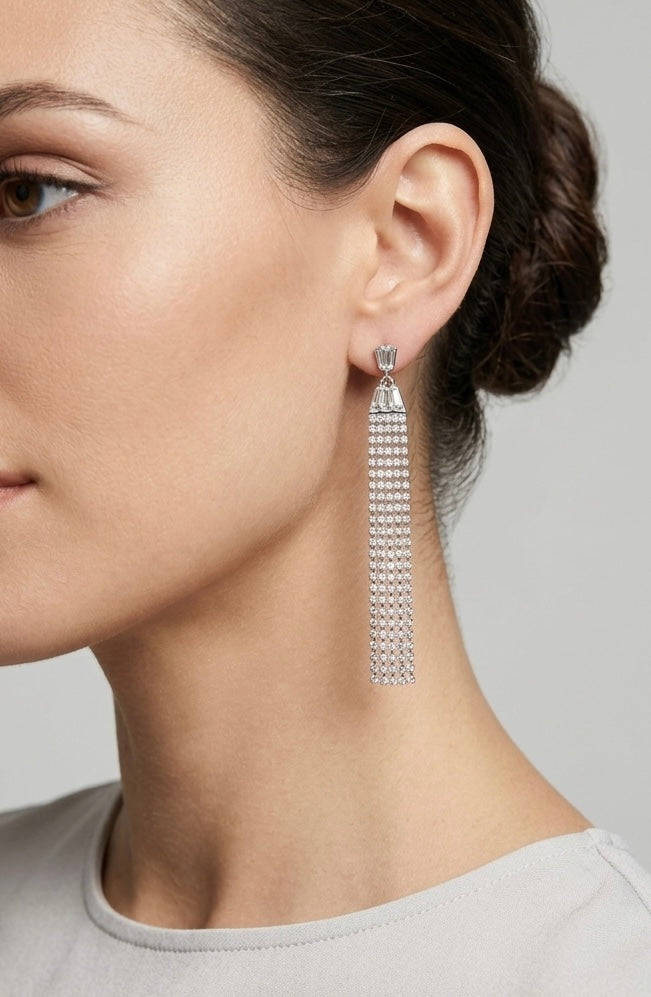 Orecchini argento pendenti di strass