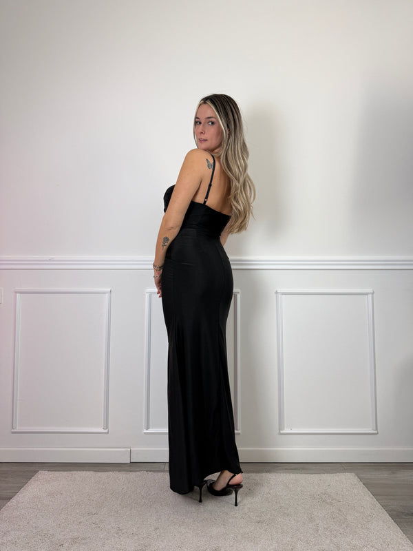 Vestito lungo con drappeggio e paillettes - Follie by Alice