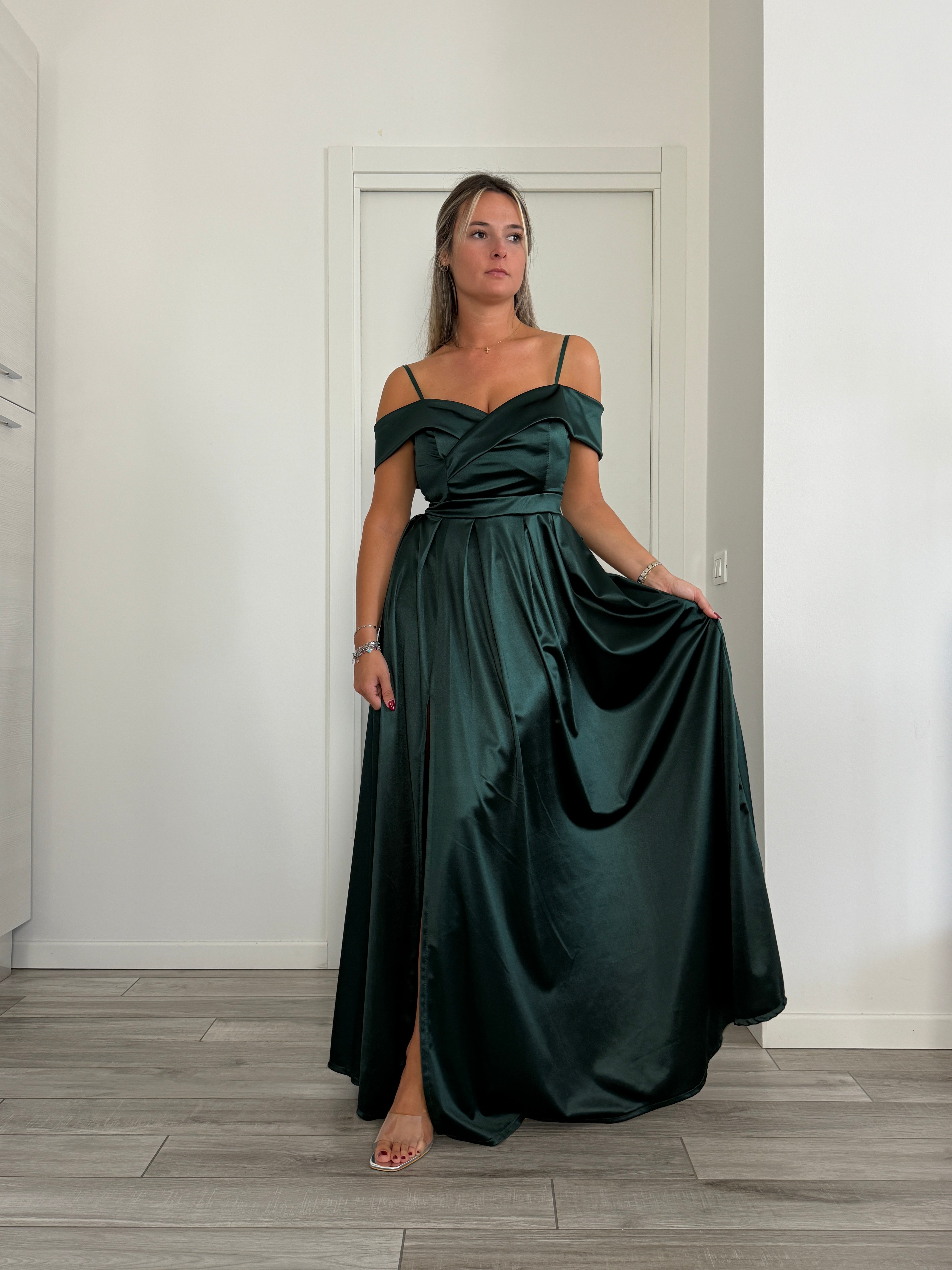 Vestito lungo in raso ELETTRA