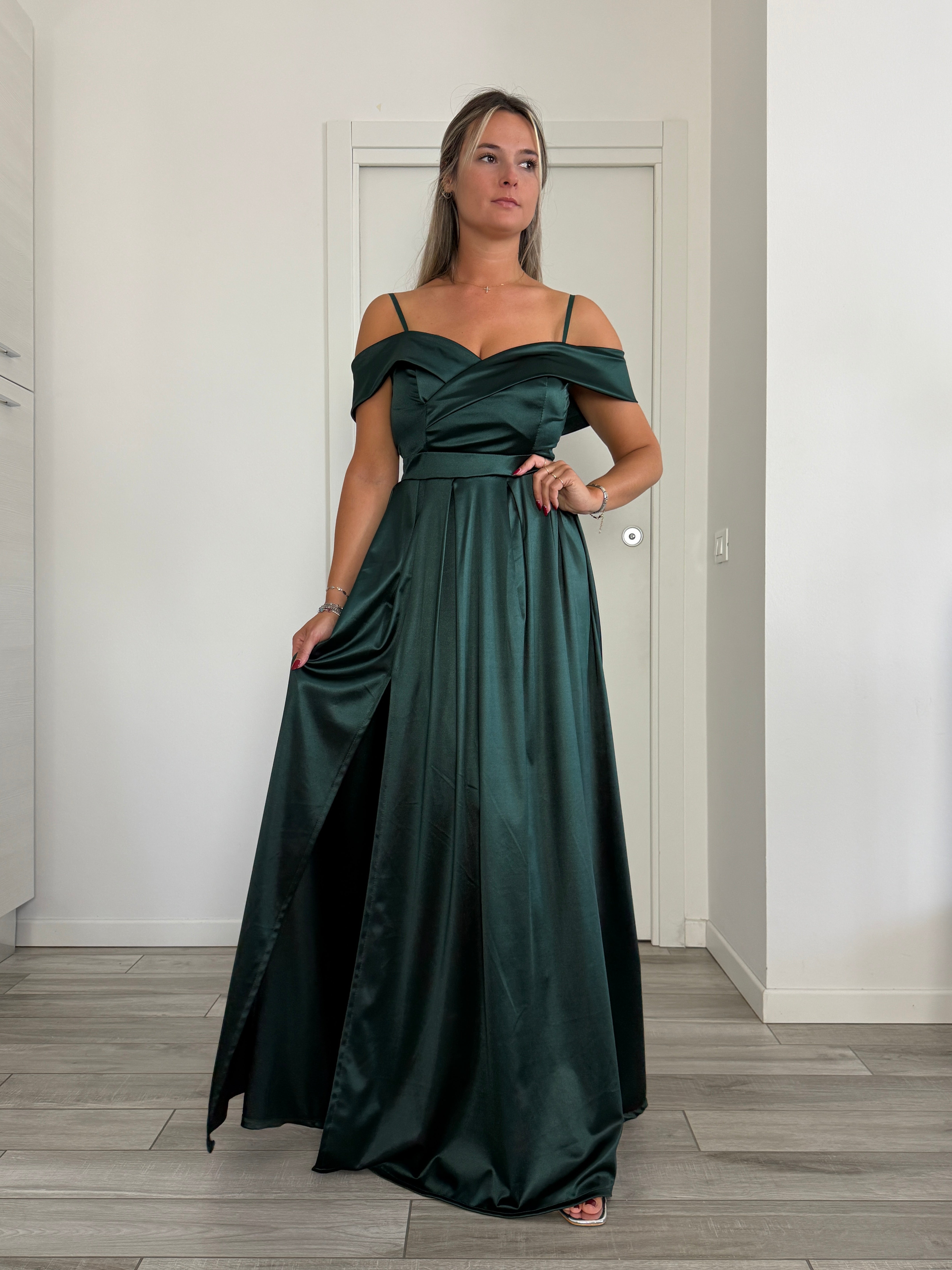 Vestito lungo in raso ELETTRA