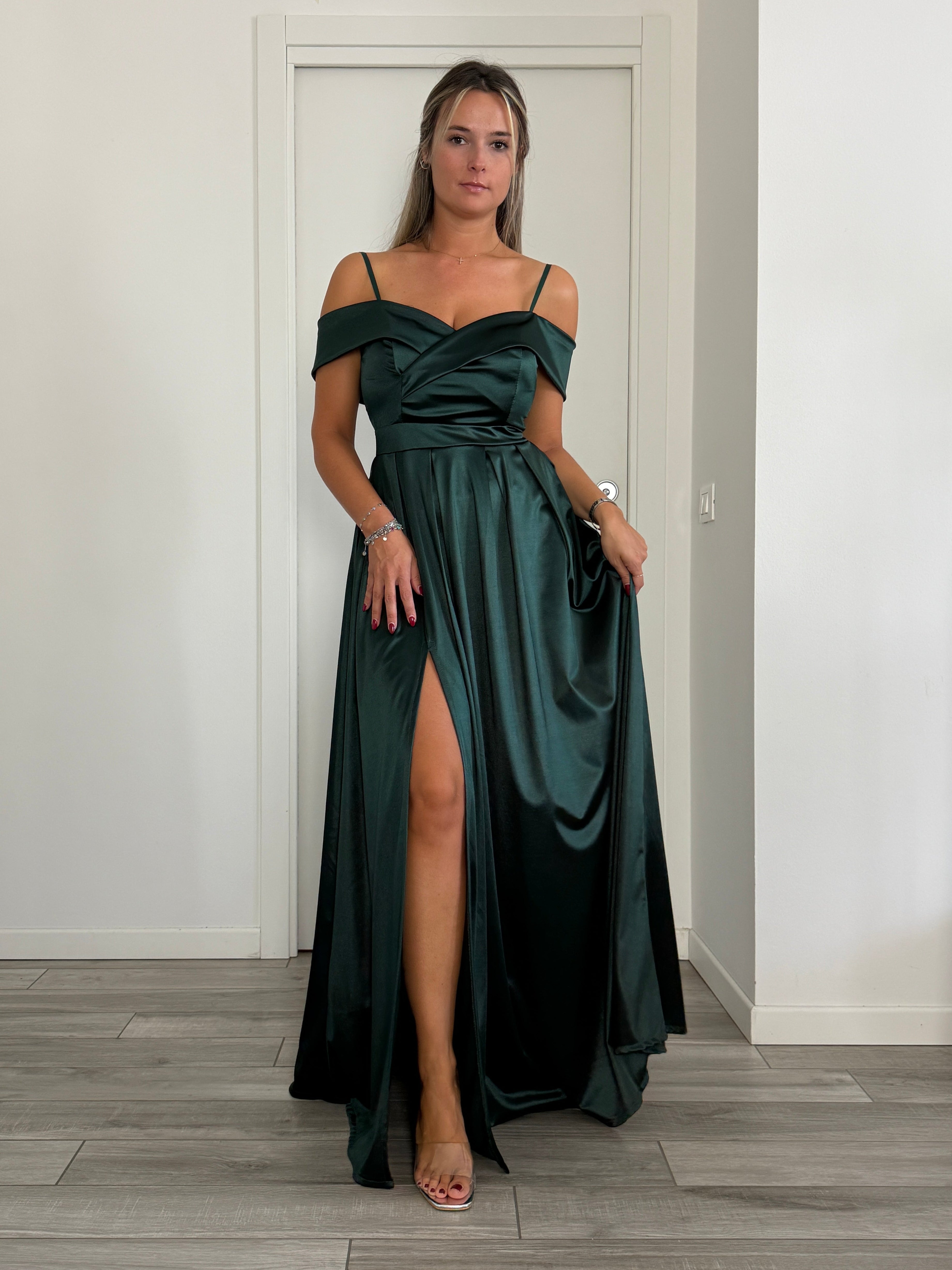 Vestito lungo in raso ELETTRA