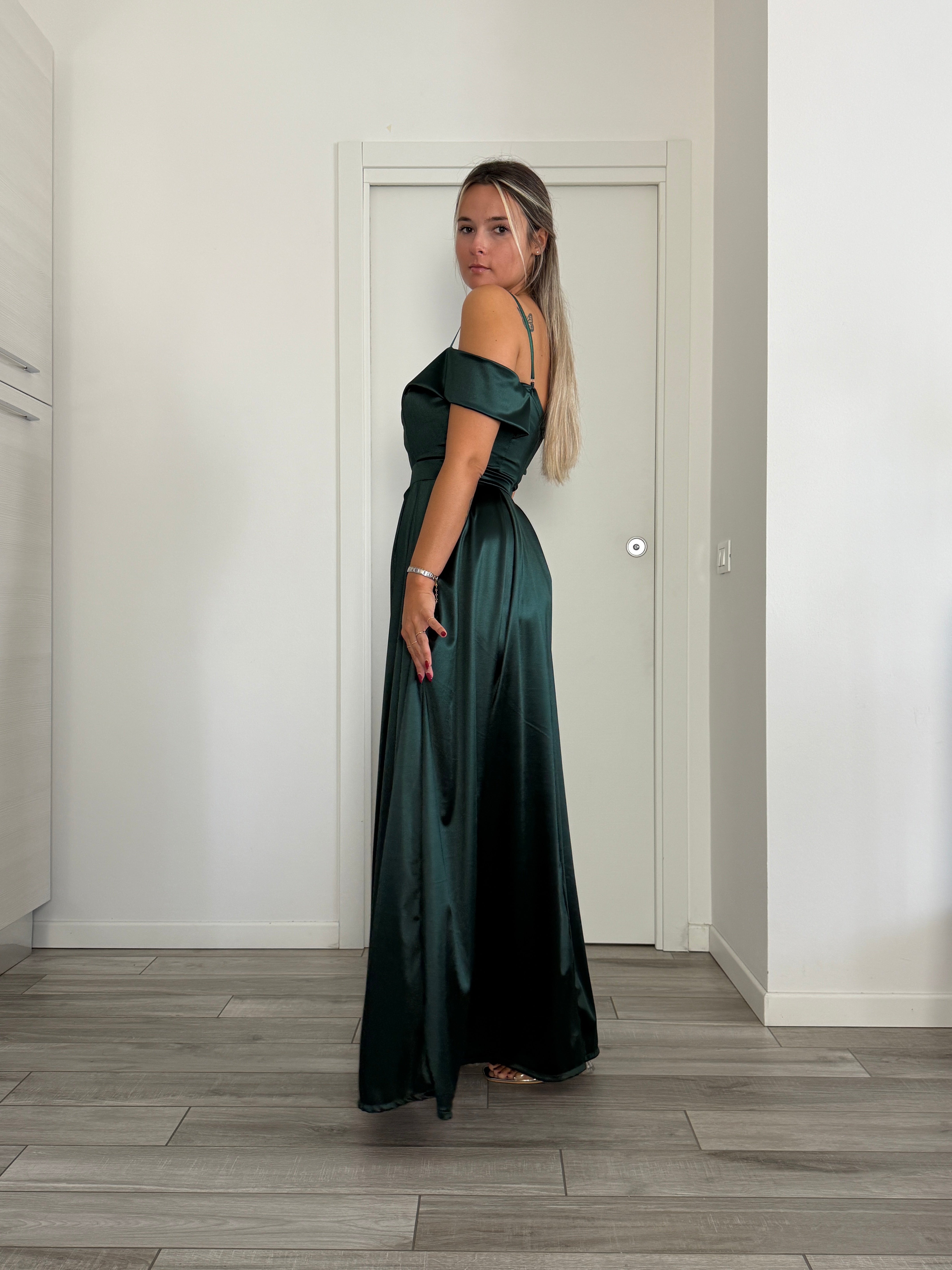 Vestito lungo in raso ELETTRA
