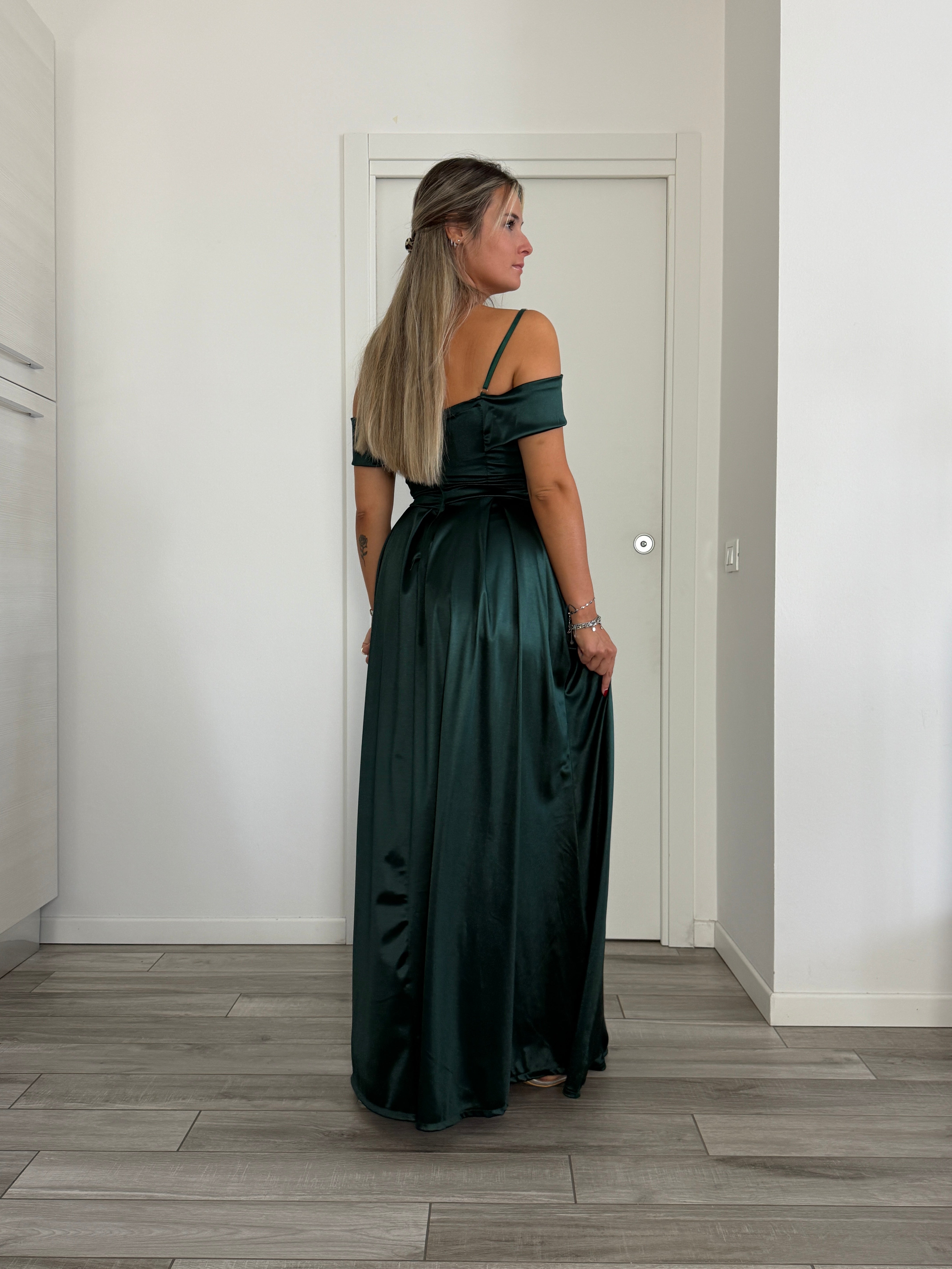 Vestito lungo in raso ELETTRA