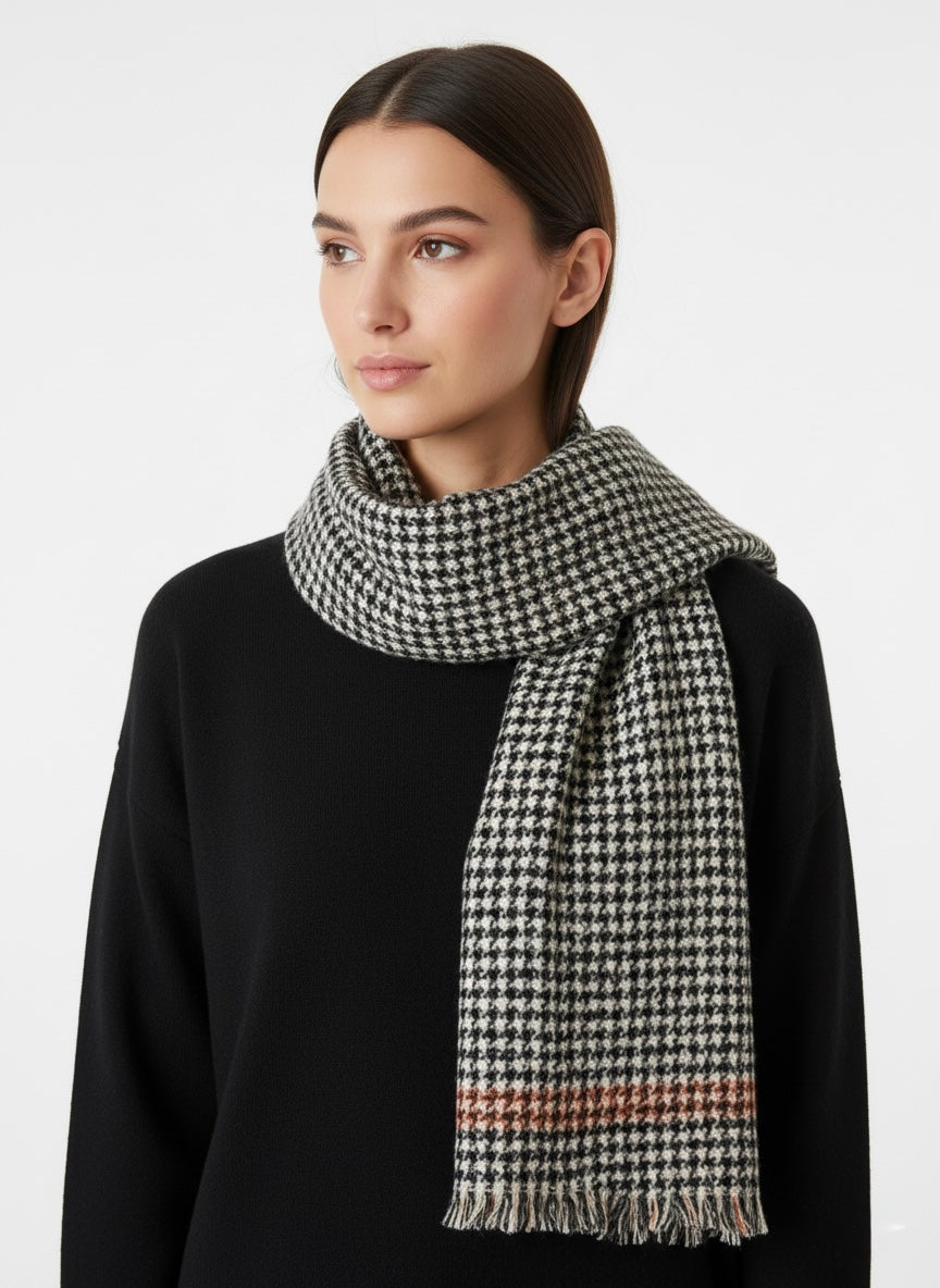 Sciarpa pied-de-poule con frangette