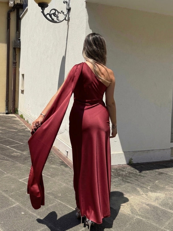 Vestito lungo monospalla con fusciacca VELA