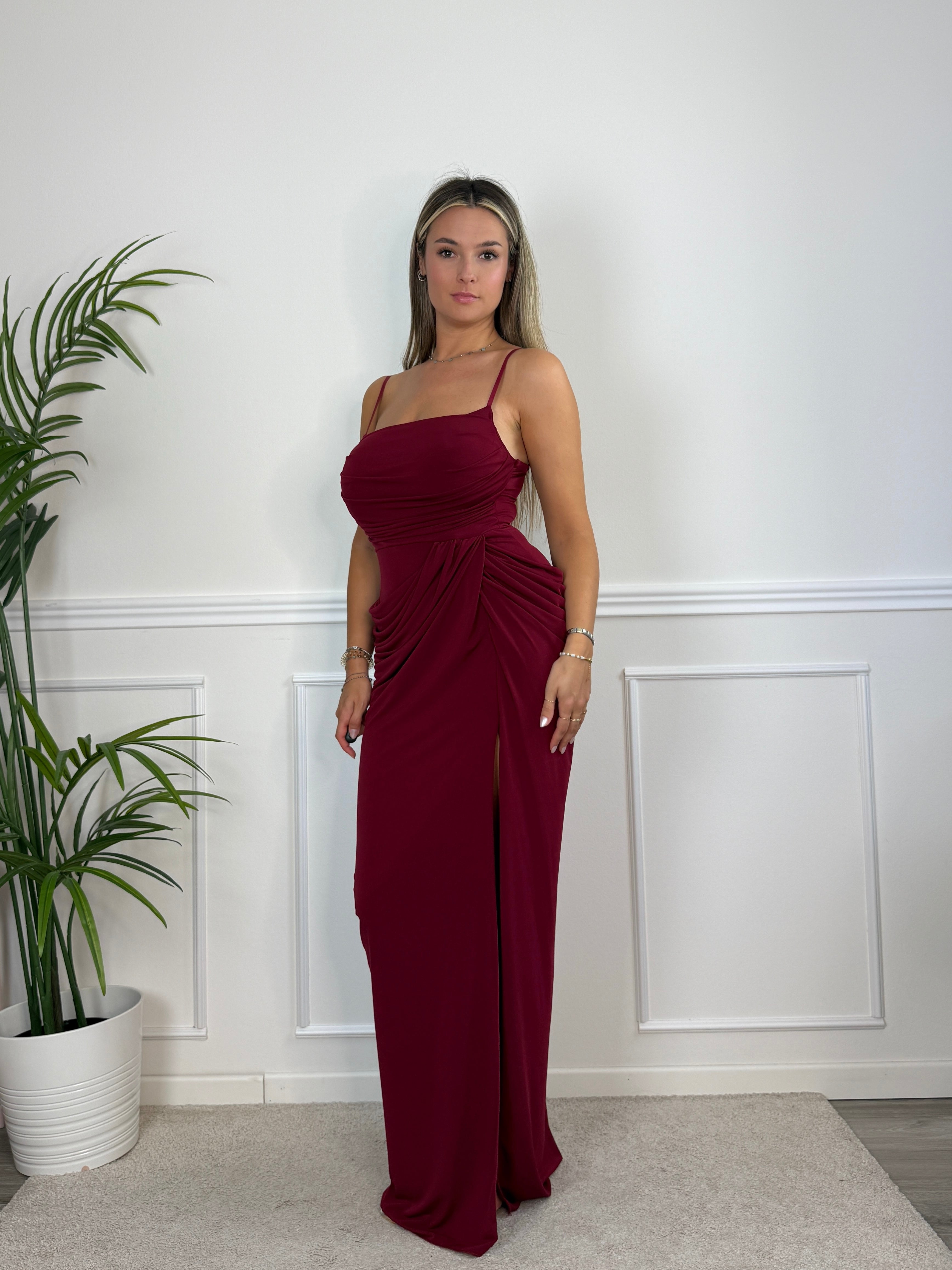 Vestito lungo con drappeggio e spacco NOCTURN Immagine secondaria del prodotto