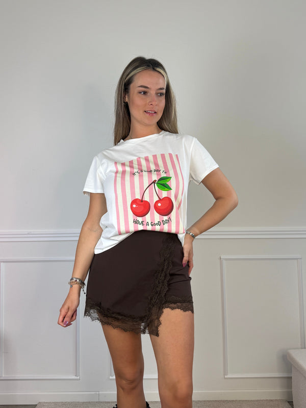T-shirt con stampa CILIEGIE - Follie by Alice